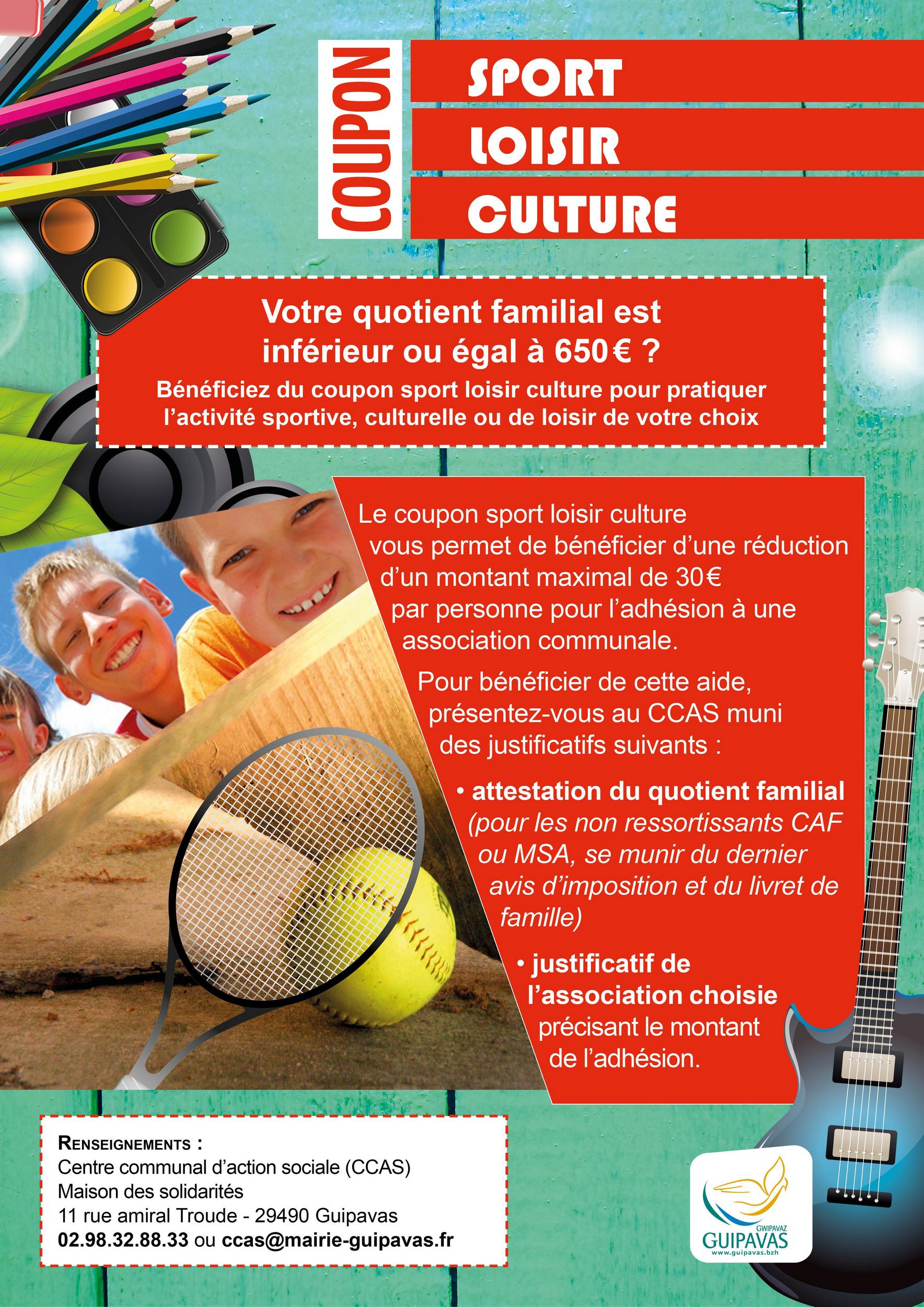 Affiche CCAS Coupon Sport Loisir Culture